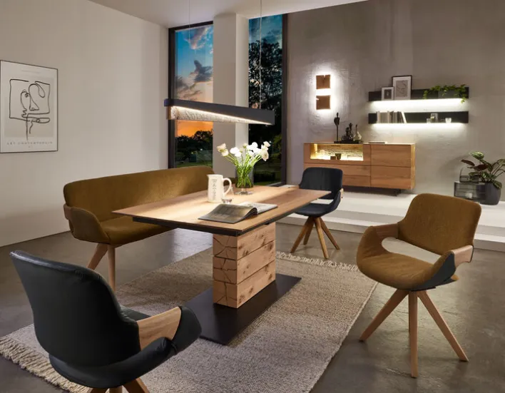 hartmann Esszimmerstuhl BASTI Kerneiche /Leder schwarz