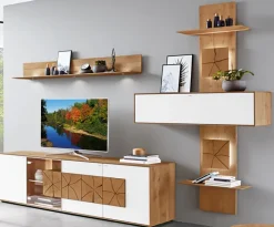 hartmann Wohnwand II CAYA 324 x 223 cm Kerneiche /weiß