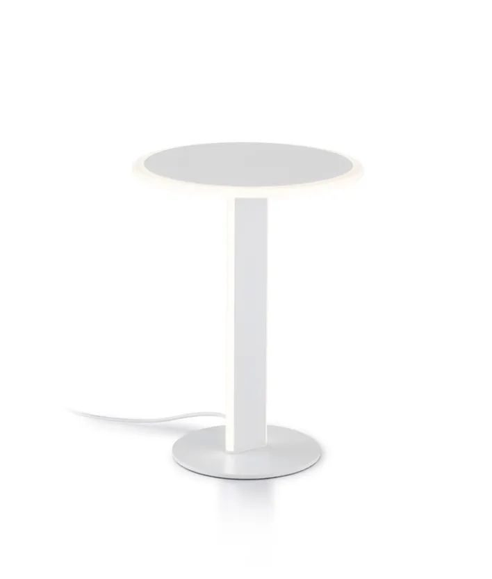 helestra LED Tischlampe VAYA Aluminium/Acryl Ø 23 cm Höhe 30 cm matt Weiß