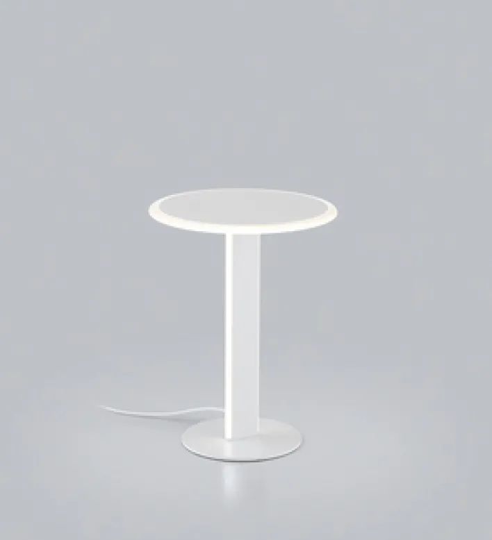 helestra LED Tischlampe VAYA Aluminium/Acryl Ø 23 cm Höhe 30 cm matt Weiß