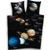 HERDING Kinder-Renforcé-Bettwäsche SONNENSYSTEM 135 x 200 cm schwarz/mehrfarbig