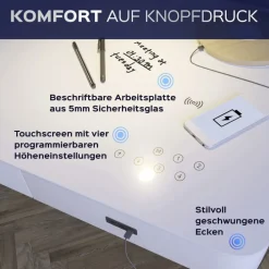 Höhenverstellbarer Schreibtisch BONMEDICO MOVU weiß