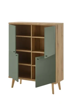 Highboard ALVA 107 x 134 cm Salbeifarbig/braun