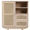 Highboard 70 x 85 cm Braun/ Rattan