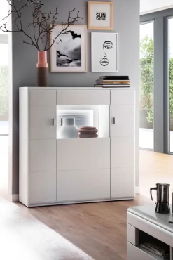 Highboard AMORA 120 cm NB weiß /anthrazit 3D