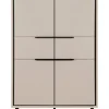 Highboard ARONA 90 x 140 cm sandfarben/schwarz