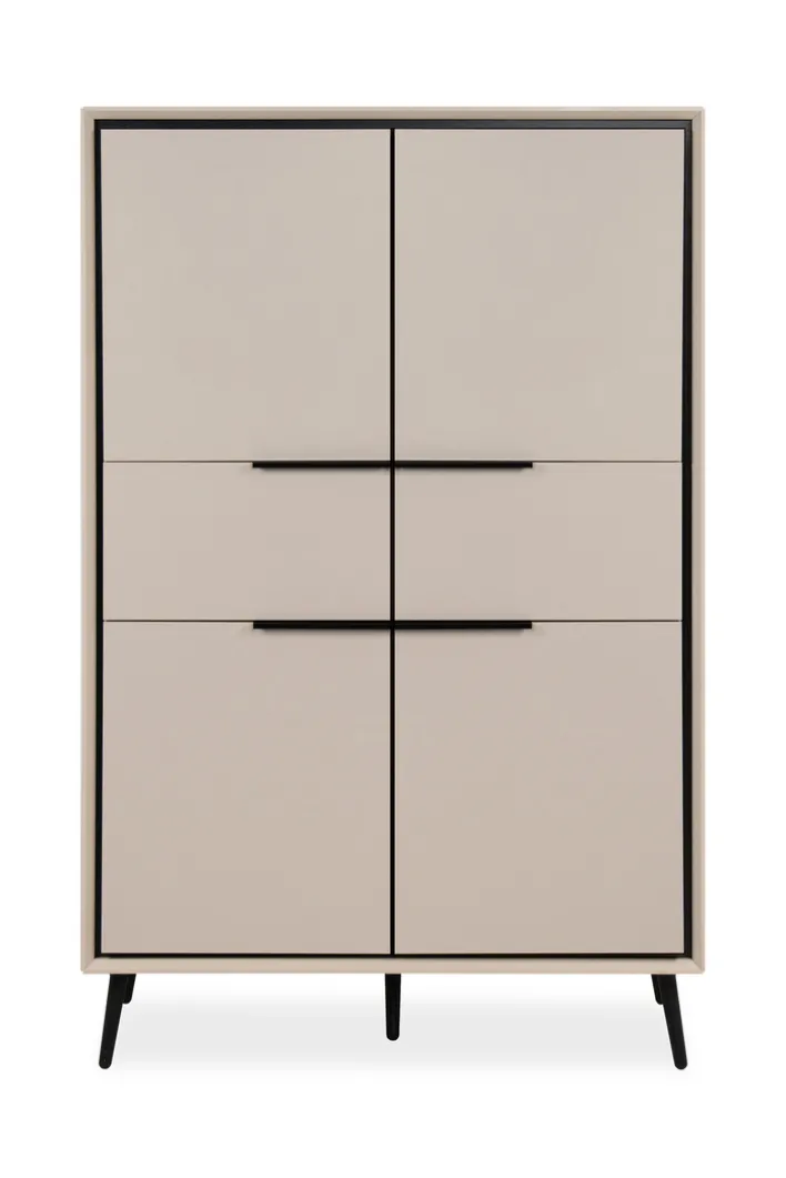 Highboard ARONA 90 x 140 cm sandfarben/schwarz