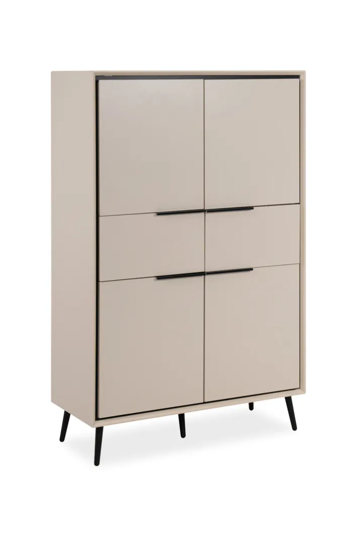 Highboard ARONA 90 x 140 cm sandfarben/schwarz