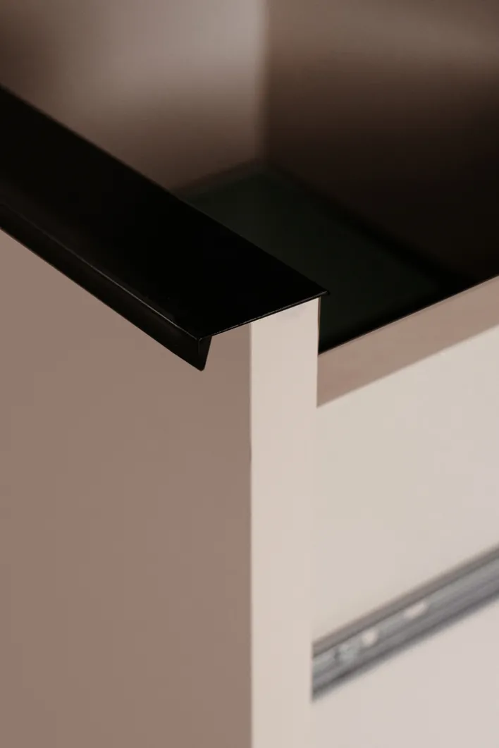 Highboard ARONA 90 x 140 cm sandfarben/schwarz