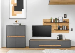Highboard CITY 100 x 122 cm anthrazit/braun