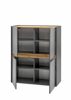 Highboard CITY 100 x 122 cm anthrazit/braun