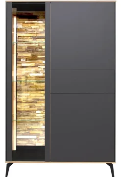 Highboard COMO 101 x 145 cm Anthrazit matt Lack/Asteiche-Dekor