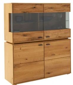 Highboard COMO 123 x 137 cm Wildeiche / Glas