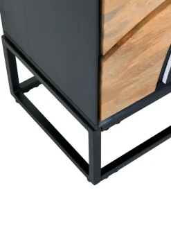 Highboard DAKOTA 100 x 110 cm Mango Massivholz natur, weiß, weiß-schwarz, Wiener Geflecht