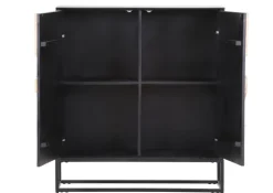 Highboard DAKOTA 100 x 110 cm Mango Massivholz natur, weiß, weiß-schwarz, Wiener Geflecht