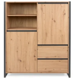 Highboard DENVER 120 x 140 cm braun/ grau