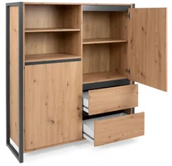 Highboard DENVER 120 x 140 cm braun/ grau