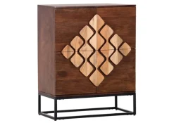 Highboard DIEGO Mango massiv Metall 100 x 80 x 42 cm braun gebeizt/lackiert/natur Schwarz