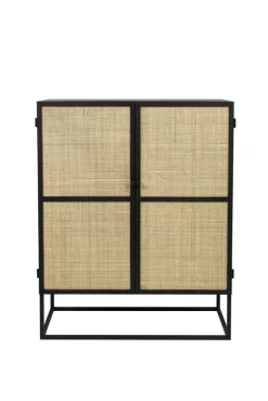 Highboard JOANNA 80 x 100 cm Rattangeflecht/schwarz