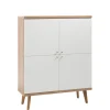 Highboard LENA_MERLE Eiche Riviera NB/ weiß matt