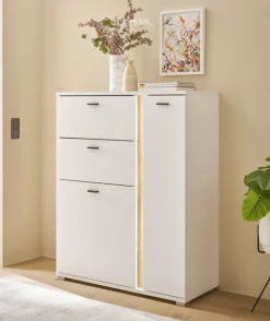 Highboard LONG ISLAND 125 cm weiß/ Wotan Eiche