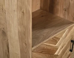 Highboard LUANDA 100 x 140 cm Massivholz Akazie natur/schwarz