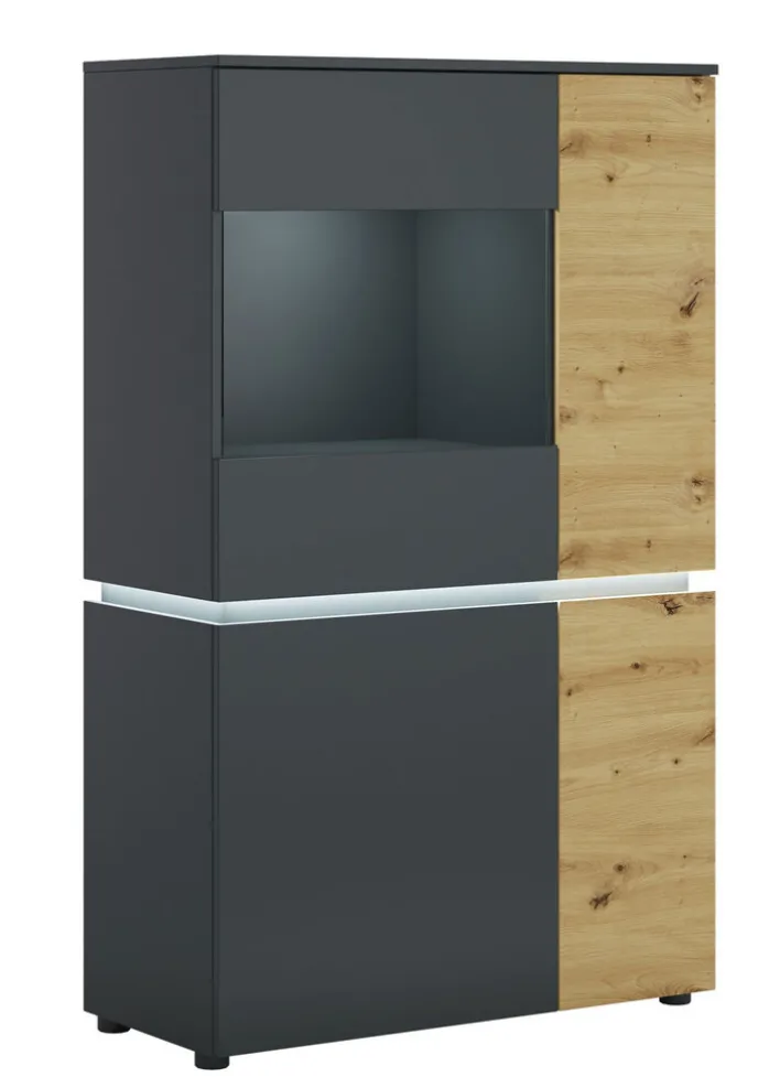 Highboard LUCI 90,4 x 146 cm Eiche grau