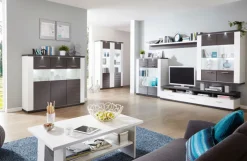 Highboard MANHATTAN 145,1 x 130,6 cm grau/ weiß