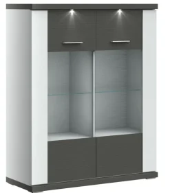 Highboard MANNHATTAN 105,1 x 130,6 cm weiß/ grau