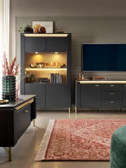 Highboard NORICA 110,4x169,2 cm schwarz matt