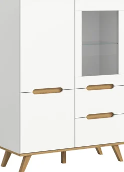 Highboard SCANDI 100x140 cm Weiß Braun Nox Oak Nachbildung