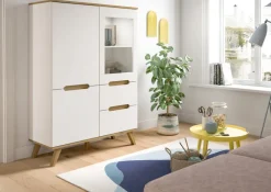 Highboard SCANDI 100x140 cm Weiß Braun Nox Oak Nachbildung