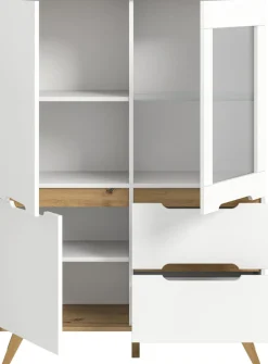 Highboard SCANDI 100x140 cm Weiß Braun Nox Oak Nachbildung