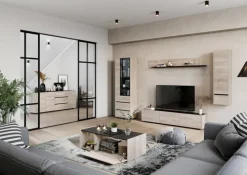 Hängeschrank EMMA 36 x 135 cm Castello-Eiche-Dekor beige/schwarz