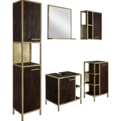 Hängeschrank GOLDEN BATH 52 x 66 cm Braun/ Goldfarbig