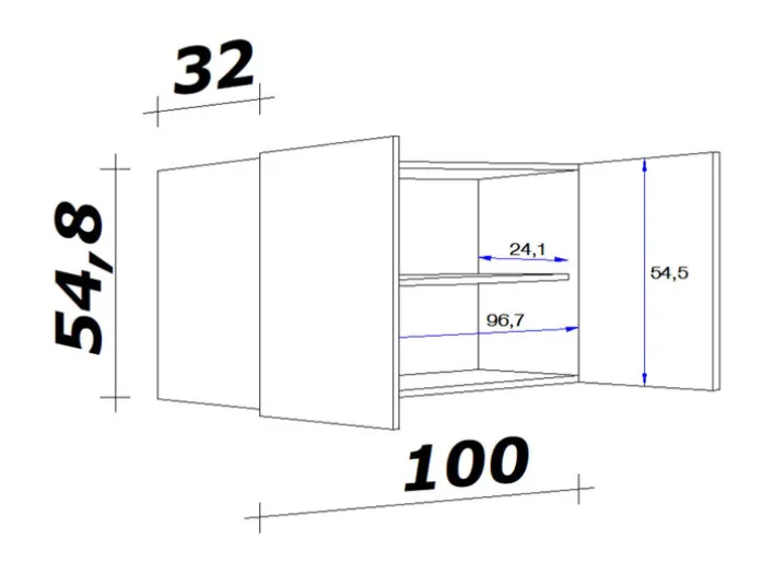 Hängeschrank Magnolia matt/Lancelot Oak ca.100cm