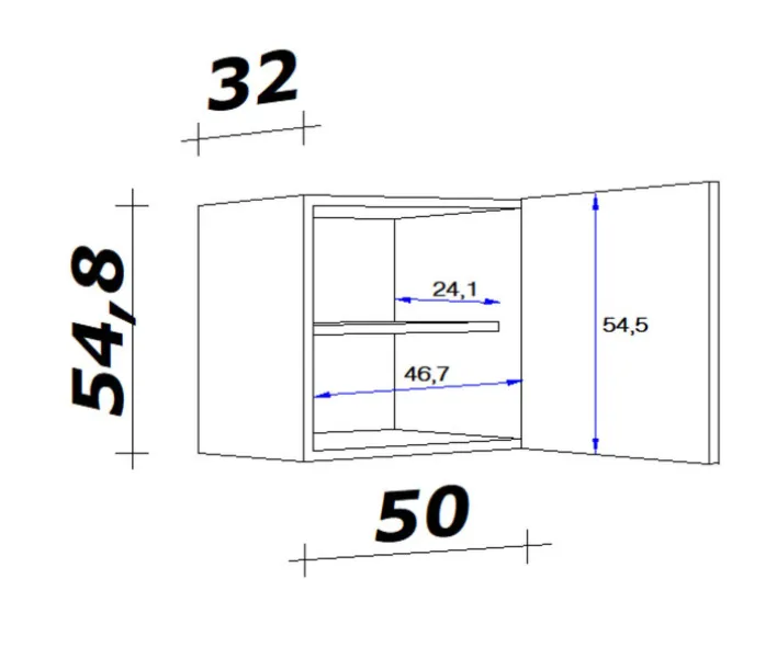 Hängeschrank PETE Grau/Weiß ca. 50 x 54 x 32 cm