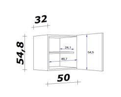 Hängeschrank PETE Grau/Weiß ca. 50 x 54 x 32 cm