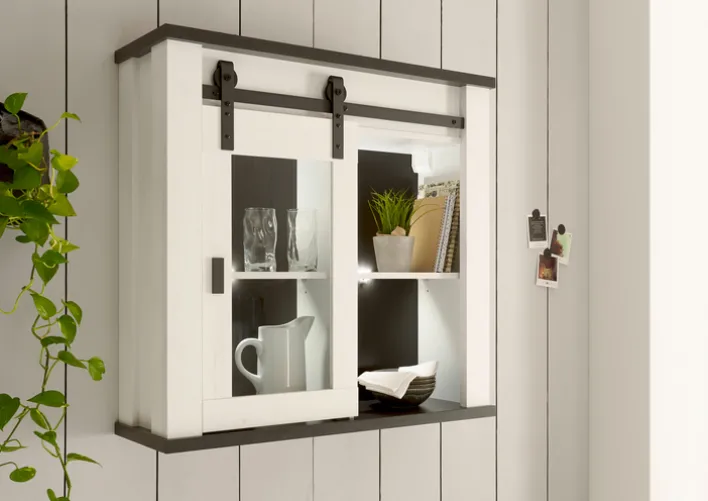 Hängeschrank SHERWOOD ca. 93 x 90 x 31 cm Pinie Weiss Dekor