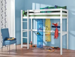 Hochbett 90 x 200 cm Buche Massiv weiß