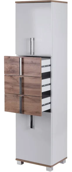 Hochschrank LUCA 40,3 x 163,7 cm weiß/ Eiche Landhaus