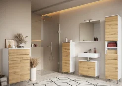 Hochschrank SOPHIE 34x190x34 cm weiß/Grandson-Eiche Nb.