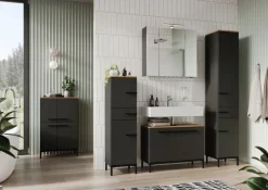 Hochschrank YONKERS 34 x 190 cm Graphit/ Navarra Eiche