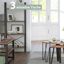 holz4home Beistelltisch 3er-Set Holzdekor Vintagebraun