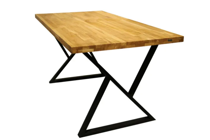 holz4home Esstisch 180 x 100 cm Eiche Massiv/schwarz