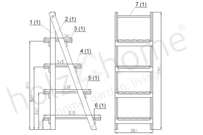 holz4home Gartenregal LADDER 109 cm braun