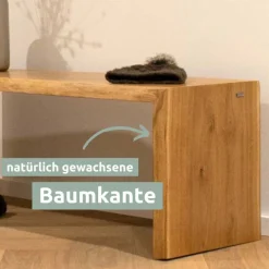 holz4home Massivholzbank 120 x 45 cm Eiche geölt mit Baumkante
