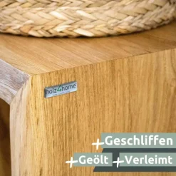 holz4home Massivholzbank 140 x 45 cm Eiche geölt mit Baumkante