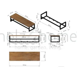 holz4home Wandgarderobe 92 x 22 cm Eiche mit Baumkante