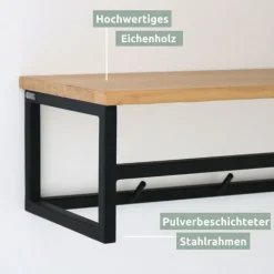 holz4home Wandgarderobe 92 x 22 cm Eiche mit Baumkante